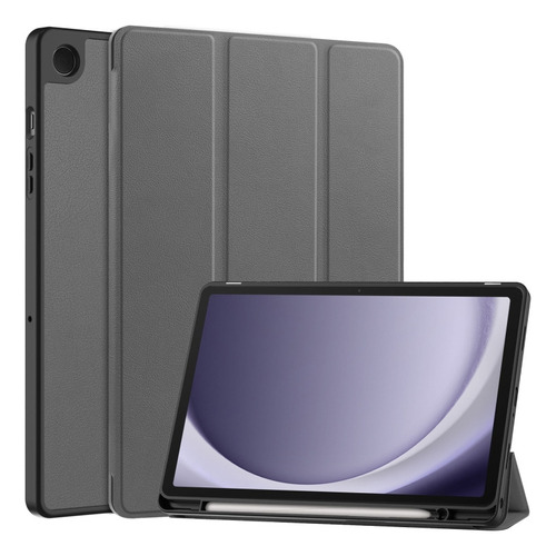 Funda De Piel Inteligente Gris Para Samsung Galaxy Tab A9+