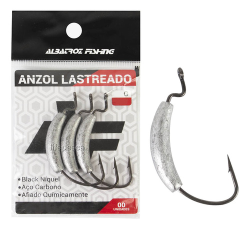 Anzol Lastreado P/ Iscas Soft Albatroz N° 4/0 (2,5g) 3 Peças