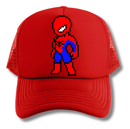 Gorra Spiderman Pixel Hombre Araña Series Geek Red Truckers 