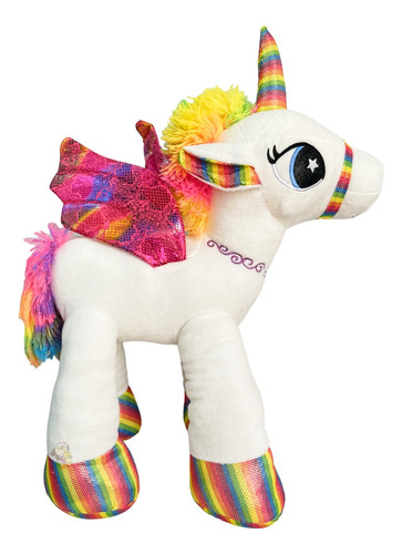 Unicornio De Peluche Grande Alas Multicolor Parado Suave