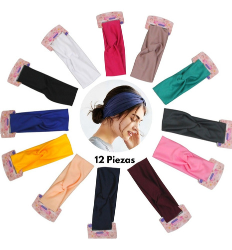 ** Vinchas Turbante Para El Cabello Banda Deportiva 12pz