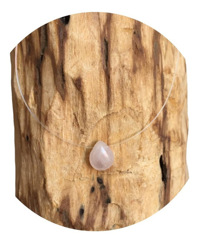 1 Choker/collar Hilo Invisible Con Piedra De Cuarzo Rosa