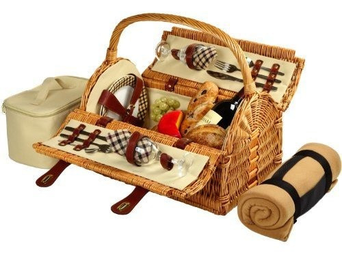 Picnic En El Ascot Sussex Willow Basket Basket Con Servicio 