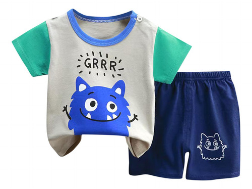 Set De Ropa Suave Para El Hogar Con Mangas De Verano Para Ni