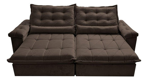 Sofá Retrátil 2,55m Cama Inbox Big Fresh. Com Softgel d40 Cor Café