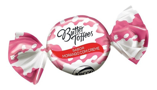 Bala Butter Toffees Pacote - Escolha O Sabor - Sabor Morango com Creme