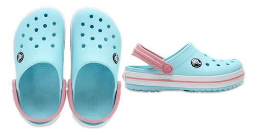 Sandália Crocs Crocband Clog Kidst Ice Blue/white