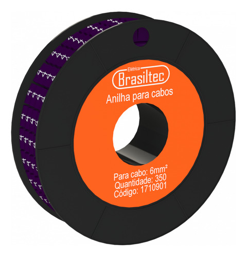 Anilha Numero 4 Cor Roxa Para Cabo 6mm² Rolo Com 350 Numeros