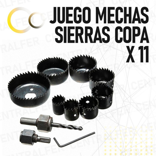 Imagen 2 de 7 de Juego Mechas Sierras Copa X 11 Piezas Madera Yeso Estuche
