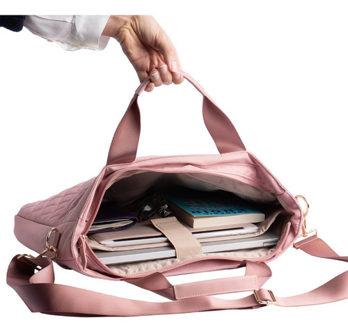 Bolsa Para Laptop Mujer Resistente Maletín Crossbody Luckyly Color Rosa