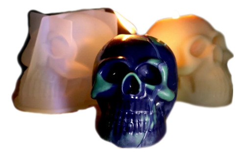 Molde De Silicona Cráneo Vela Yeso Resina Halloween 8x11cm