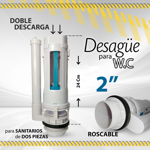 Desague P/wc Aquafina De 2 Doble Desc 24cm Alto Rosca /09677