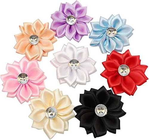 Chenkou Craft 40pcs Flor De Cinta De Raso Con Perla Boda Di.