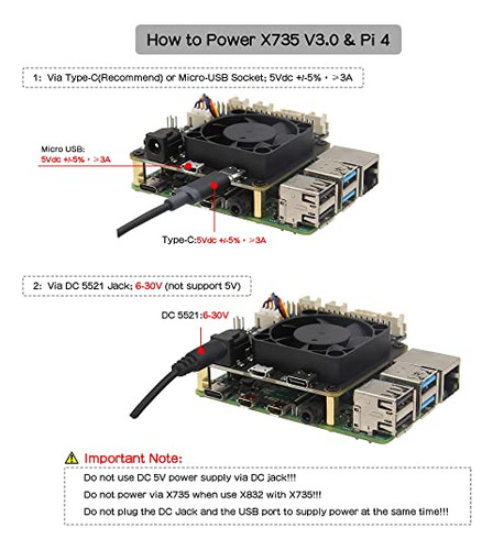 Geekworm Raspberry Pi 4b/3b+/3b X735 V3.0 Dc 6 V-30 V De Anc