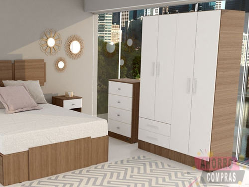 Mueble  Ropero Placard  4 Puertas 2 Cajones Melamina Juvenil