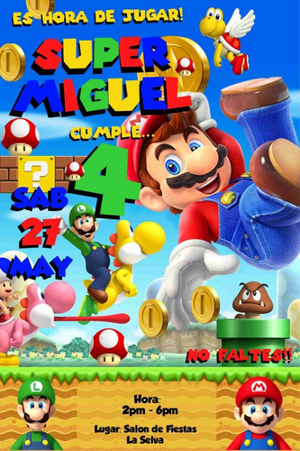 Invitacion Digital Cumpleaños - Mario Bros