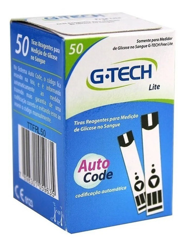 50 Fita Para Medir Glicemia  G-tech Lite Cx Com 50 C/ Nf