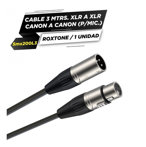 Imagen 4 de 5 de Cable Canon Canon 3 Metros Roxtone Xlr P Microfono Smx200l3