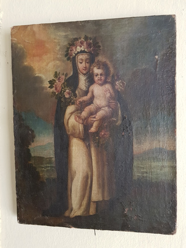 Cuadro Antiguo Santa,rosa De Lima Siglo Xv1 (Usado)