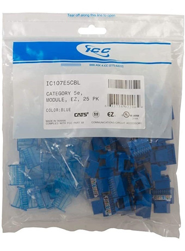 Icc Cat5e Rj45 Keystone Jack Para Ez Style, Azul