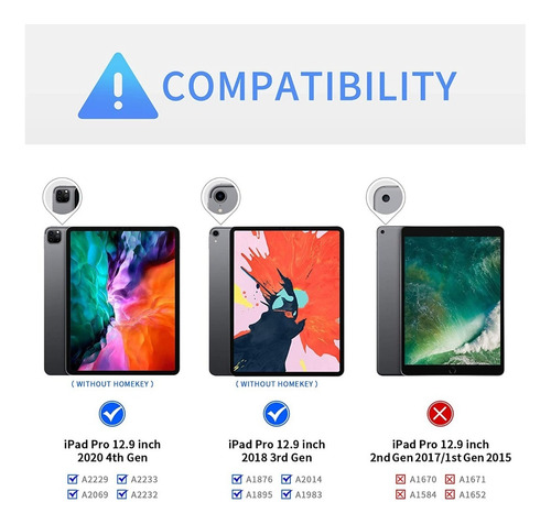 Estuche Case iPad 12.9 Con Teclado 2020/2018 Panel Táctil