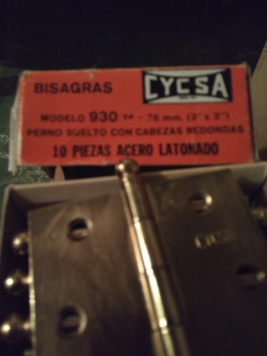 Bisagras  Cycsa 3 Mexicanas Acero Latonado Puertas Vintage