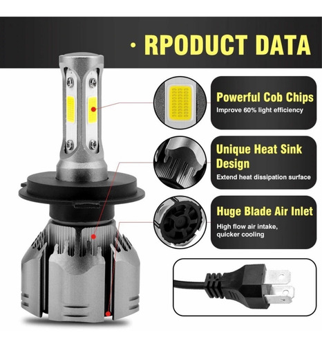 Par Luces Ampolleta Led Auto Cob 12000 Lm R11 H4