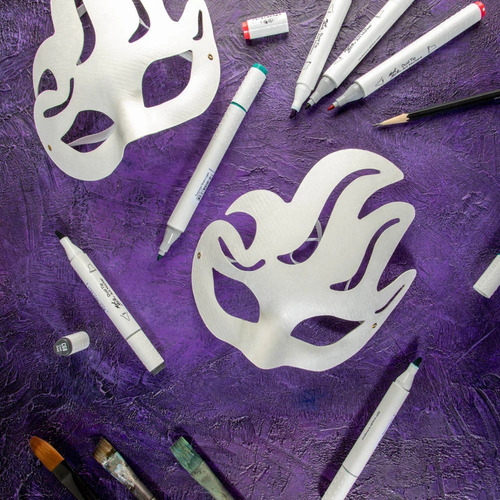 Set 4 Máscaras Llama Para Pintar Papel Maché Mont Marte Sin Color Llama