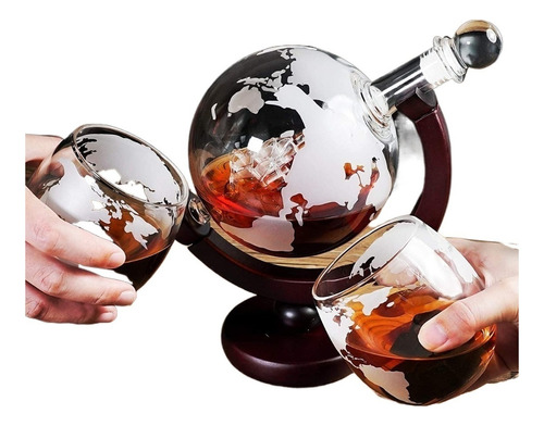Juego De Decantador De Whisky Gift Globe Con 2 Vasos(b)