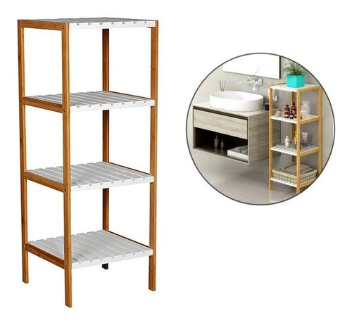 Organizador Estantería Bambú Repisa 4 Estantes Baño Cocina