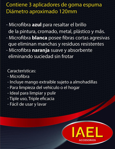 Pad Disco Aplicador Microfibra X 3 Con Soporte Aplicador Aga