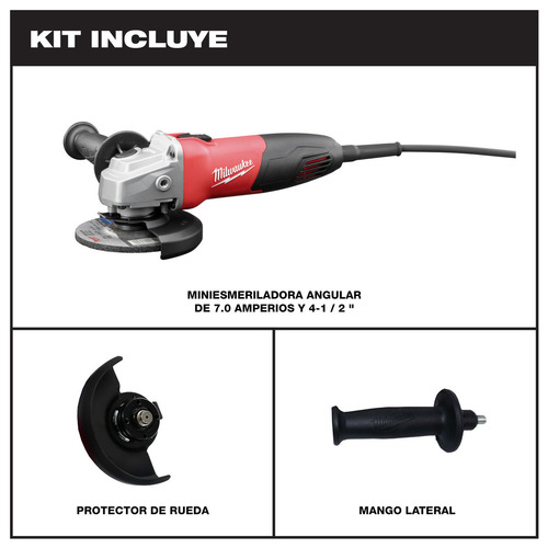 Esmeriladora Angular Milwaukee 6130-33 Roja 750 W 120 V Color Rojo
