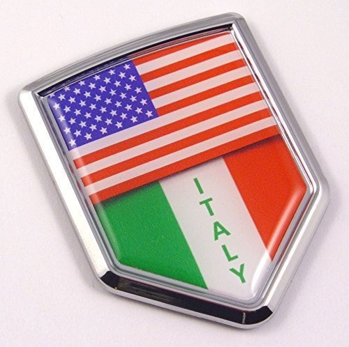 Ee Uu Bandera De Italia Americano Italiano Cromado Emblema C