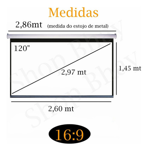 Tela De Projeção Crystal View 120 Polegadas Datashow Telão