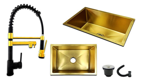 Kit Lavaplatos Dorado Premium Con Llave Industrial