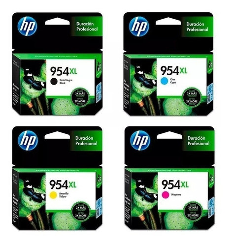 Combo Cartucho Hp 954xl 4 U. Negro + Colores Cmy Originales