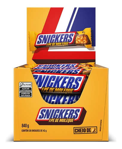 Chocolate Snickers Pé De Moleque Com 20 Unidades De 42g