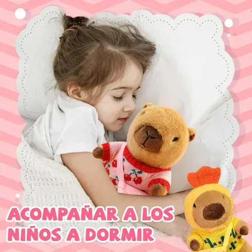 Peluche Capibara Con 8 Piezas De Ropa Y Accesorios,25 Cm Chocolate