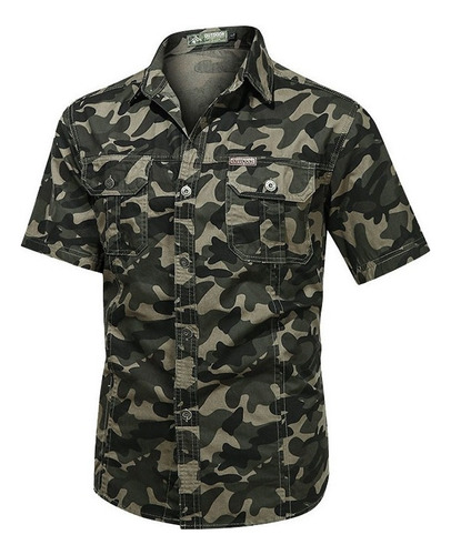 Camisa De Manga Corta De Camuflaje Militar For Hombre