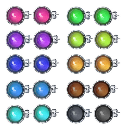 4 Pendientes De Botón Que Cambian De Color, Joyería De