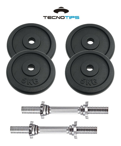 Kit Pesas Mancuernas X2 + 20 Kg Discos Fundición Tecnotips ®
