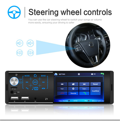 Autoestéreo Con Pantalla De 4.1in 1din Mp5 Bluetooth 2usb