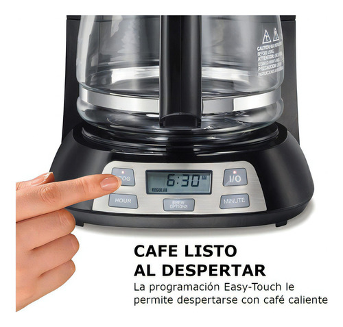 Cafetera Hamilton Beach 49632 12 Tazas Goteo Programable Color Plateado Y Negro