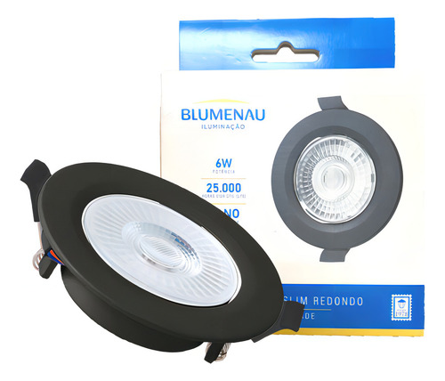 10 Spot Slim Emb. Red. Led Cob 6w 6500k Pt 80166001 Blumenau Cor Preto Branco Frio 6500K 127/220V
