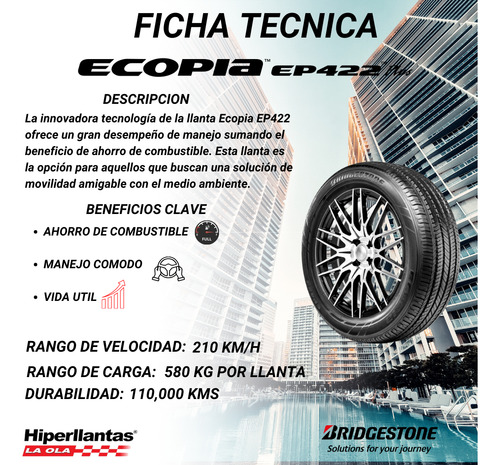 Llanta Bridgestone Ecopia Ep422 195/55r16 86v V