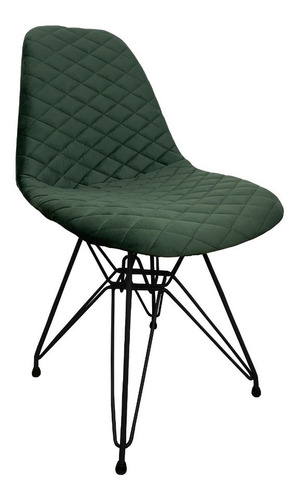 Cadeira Eames Ferro Preto Assento Estofado