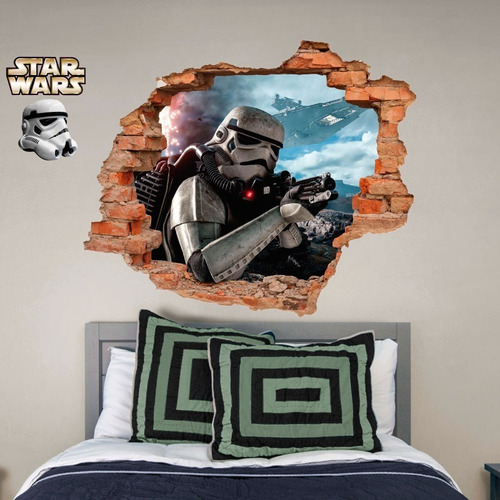 Decoración En Vinil Stormtrooper Sticker Star Wars Muro Roto