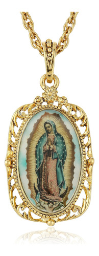 Collar Con Colgante De Medallón De La Señora De Guadalupe Co