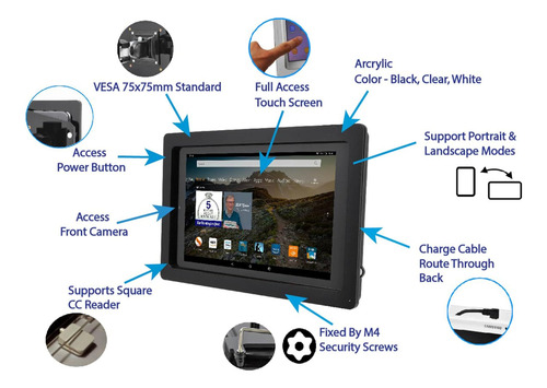 Seguridad De Tabcare Acrílico Vesa Vesa Para Tableta Con Kit