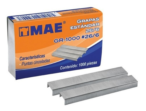 10 Cajas Con 1,000 Grapas C/u Estandar/standard Mae 26/6